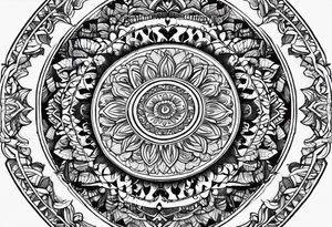 minimalistic delicate mandala with tree motif tattoo idea