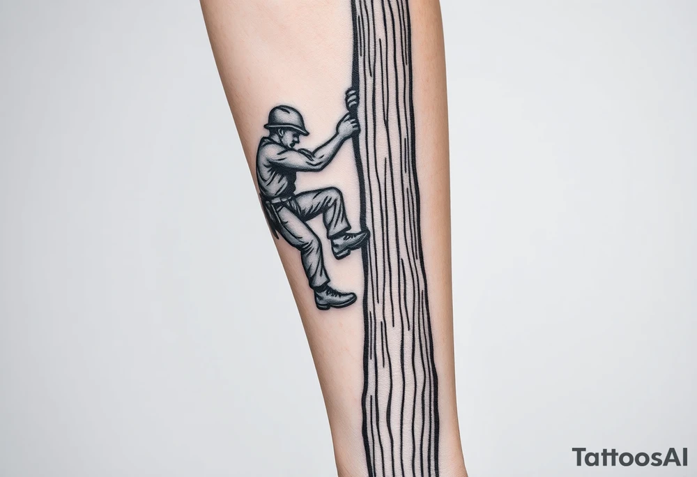 power lineman climbing a wooden 12kv pole. Make the pole a cross that has a hidden resemblance to god. tattoo idea