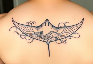 Polynesian/maori music waveforms deep-sea manta ray flowing lines tattoo idea