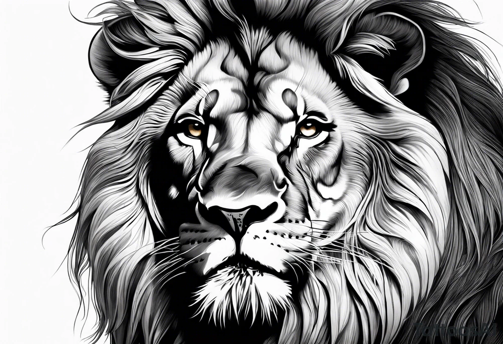 powerful majestic lion, close-up tattoo idea