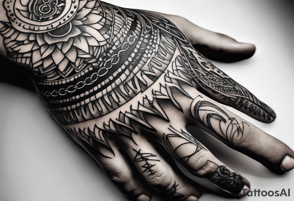 Skeleton hand with words engraved tattoo idea