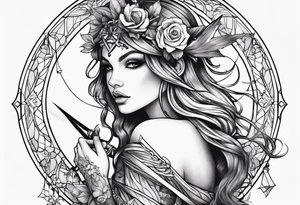 Fairy holding scissors tattoo idea