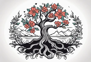 tree with roots

old school vintage simple traditional design with vintage flowers surrounding
bold color simple tattoo idea