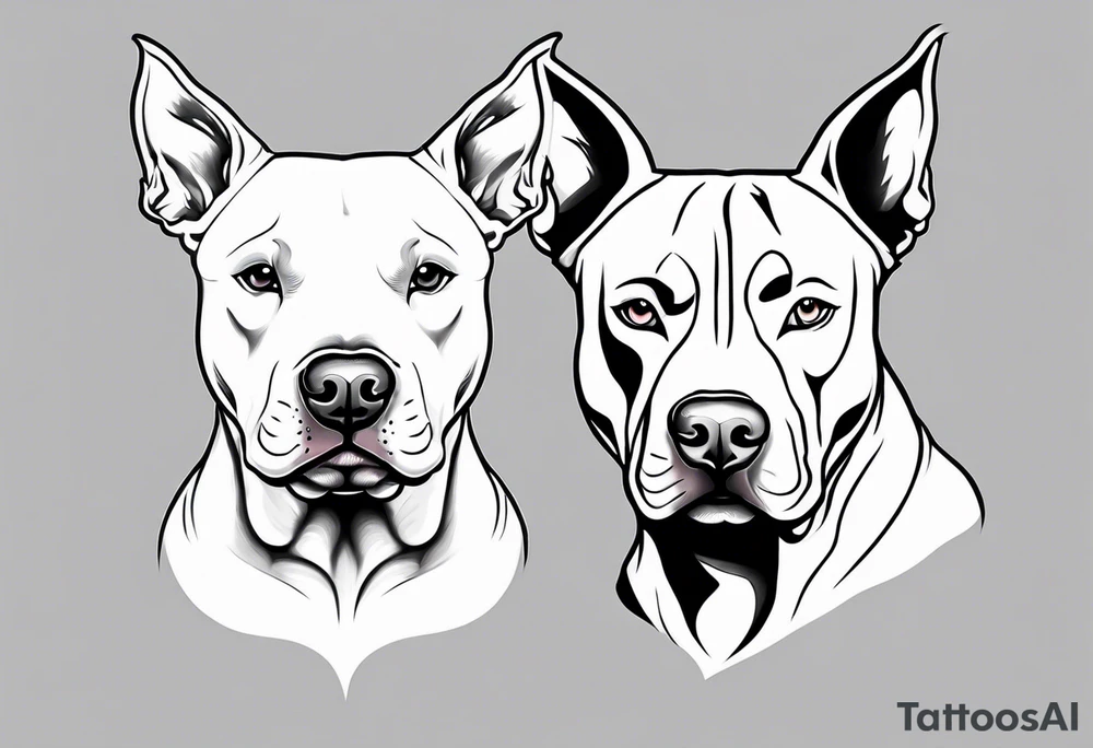 white pitbull pointed ears tattoo idea