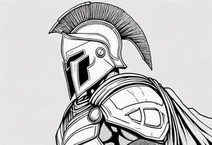 spartan soldier sleeve linework ultra-thin fine line linework tattoo idea