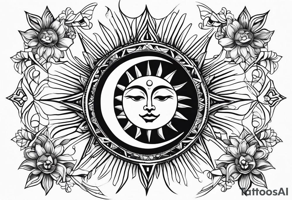 Sun and moon tattoo idea