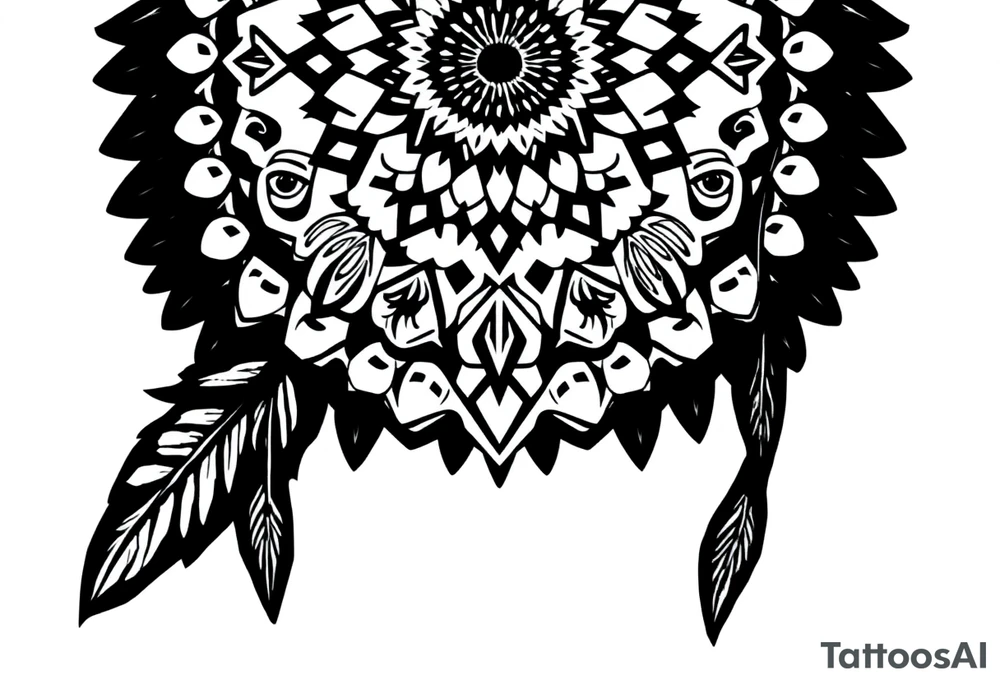 spiritual feathers indian mandala shaman rune tattoo idea