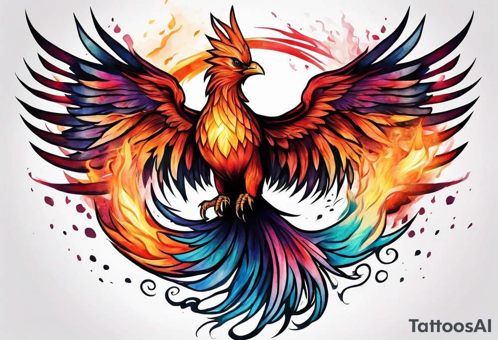 Phoenix rising from the ashes tattoo idea
