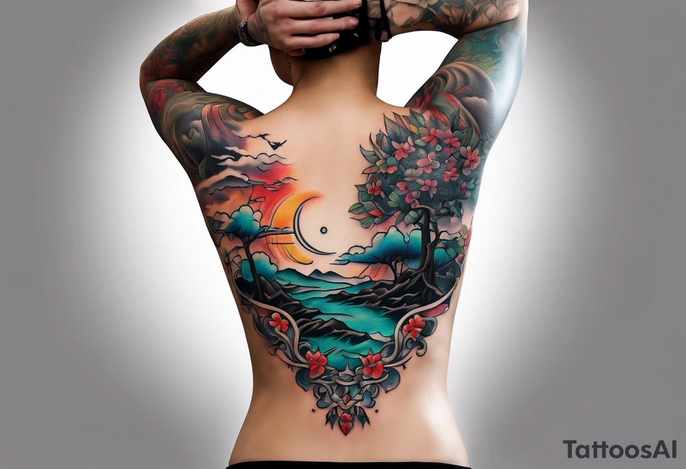 Landscape front neck tattoo that's appear to be ejecting from the skin, symbolizing the freedom from censorship. tattoo idea