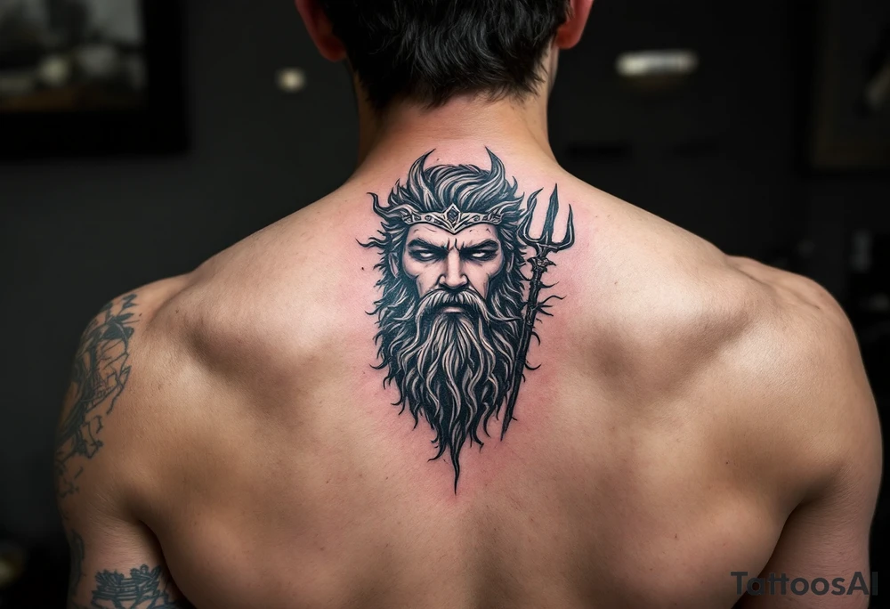Poseidon with trident tattoo idea