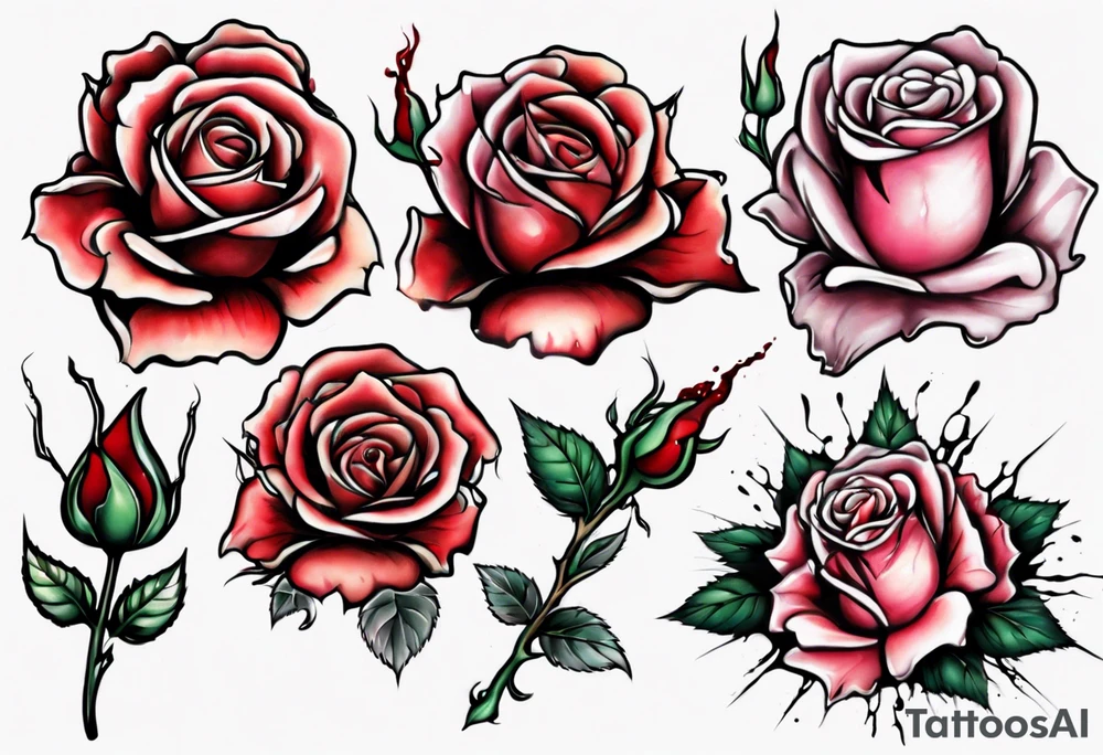 the top of a rose that is bleeding tattoo idea