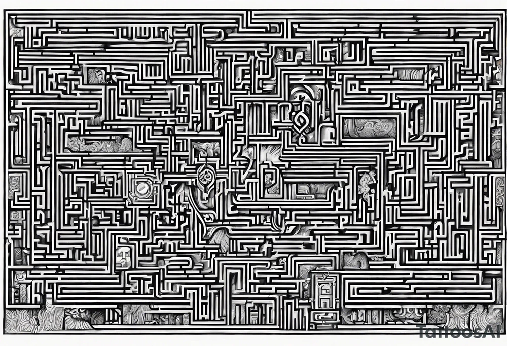 labyrinth Maze train tracks straight tattoo idea