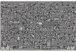 labyrinth Maze train tracks straight tattoo idea