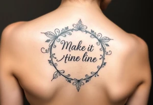 life imitates art make it fine line and the words in a circle tattoo idea