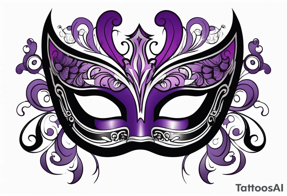 Unhappy Masquerade mask that is purple and black  with smoke tattoo idea
