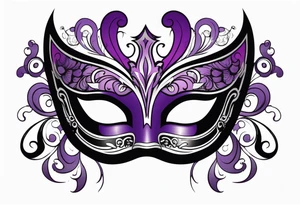 Unhappy Masquerade mask that is purple and black  with smoke tattoo idea