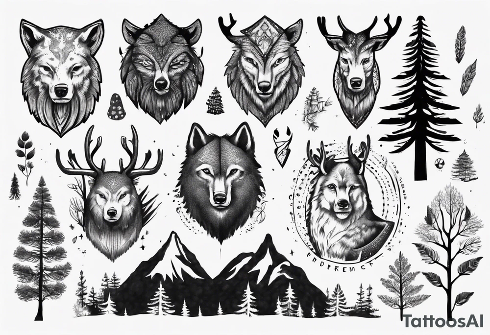 Nordic, forest, living in present, muscular tattoo idea