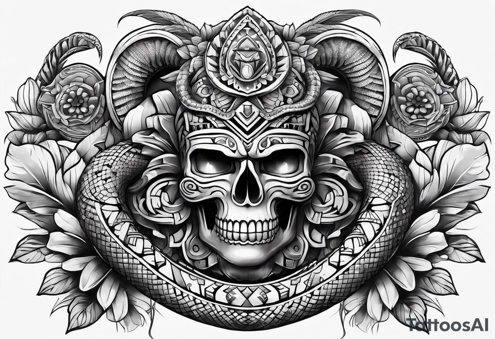aztec snake sleeve tattoo idea