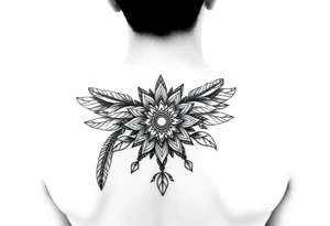 spiritual feathers ornamental mandala shaman tattoo idea