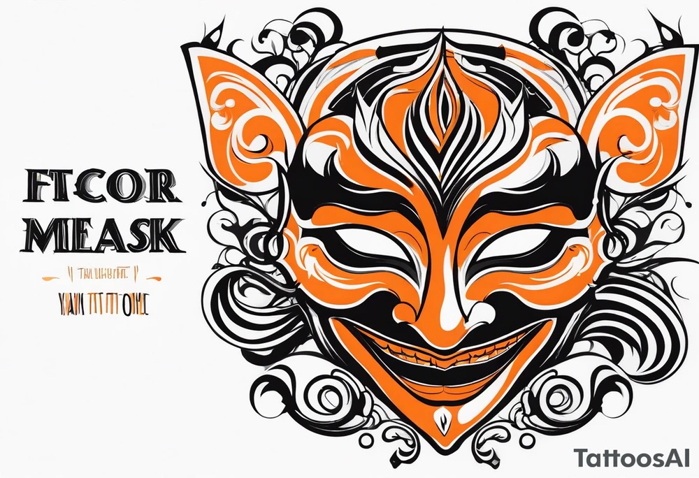 Laughing mask that is orange and black tattoo idea