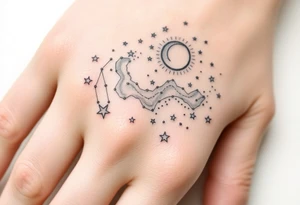 Night sky with constellation, stars  & moon tattoo idea