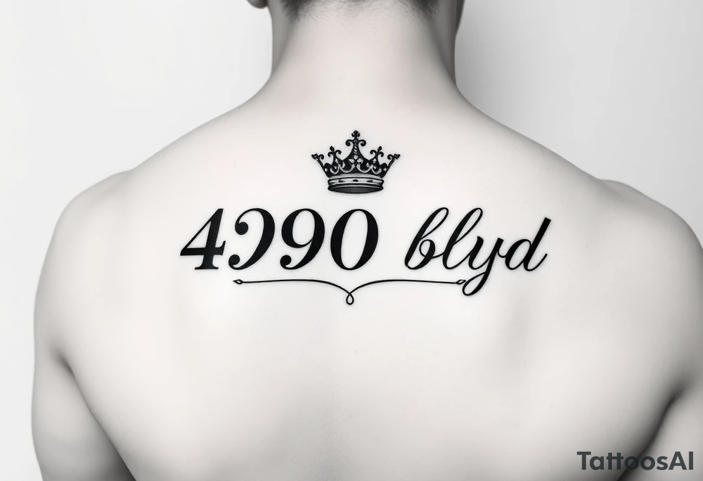 Address of 4290 blvd T53 with a crown on upper arm tattoo idea