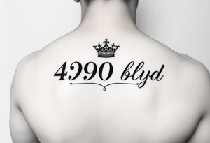 Address of 4290 blvd T53 with a crown on upper arm tattoo idea