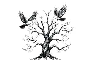 Irish family tree with 3 flying ravens tattoo idea