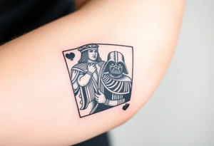 king of hearts card with arm Darth Vader tattoo idea