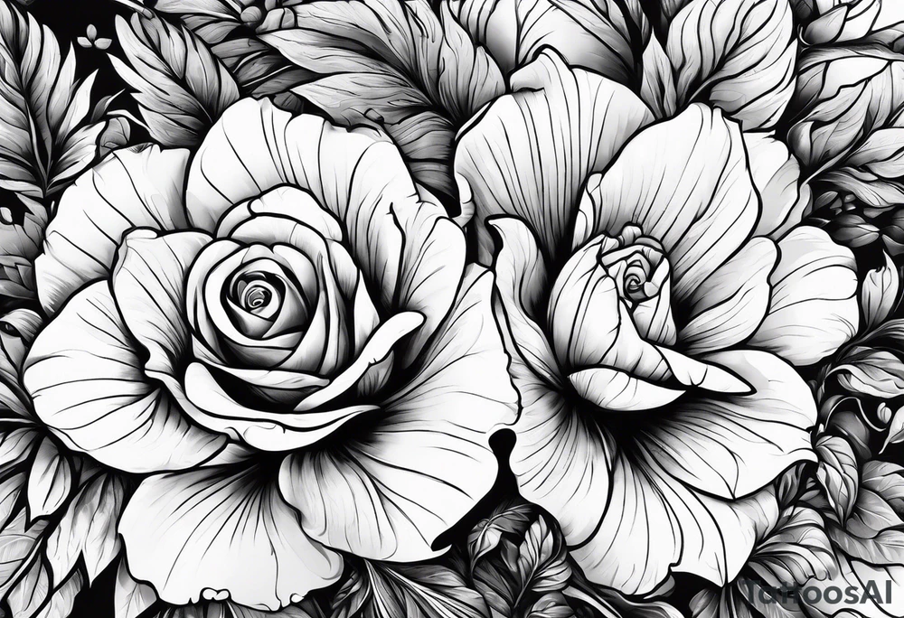 Cloak, Dagger, latin, beautiful, flowers tattoo idea