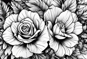 Cloak, Dagger, latin, beautiful, flowers tattoo idea