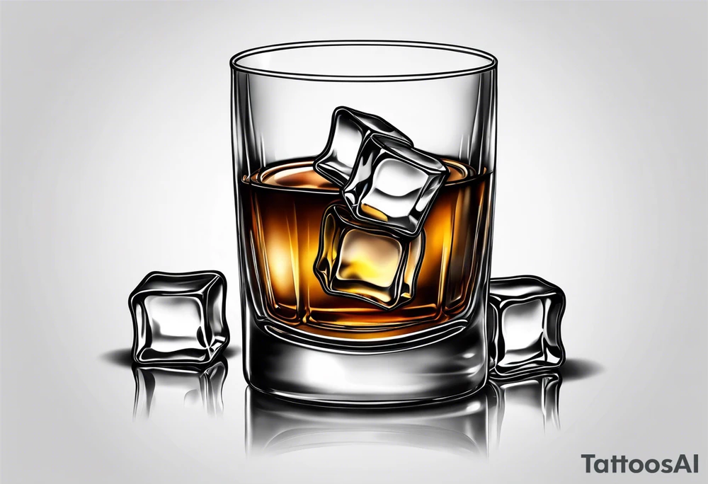 glass of whiskey but the ice cube is spooky tattoo idea