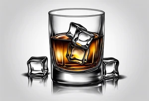 glass of whiskey but the ice cube is spooky tattoo idea