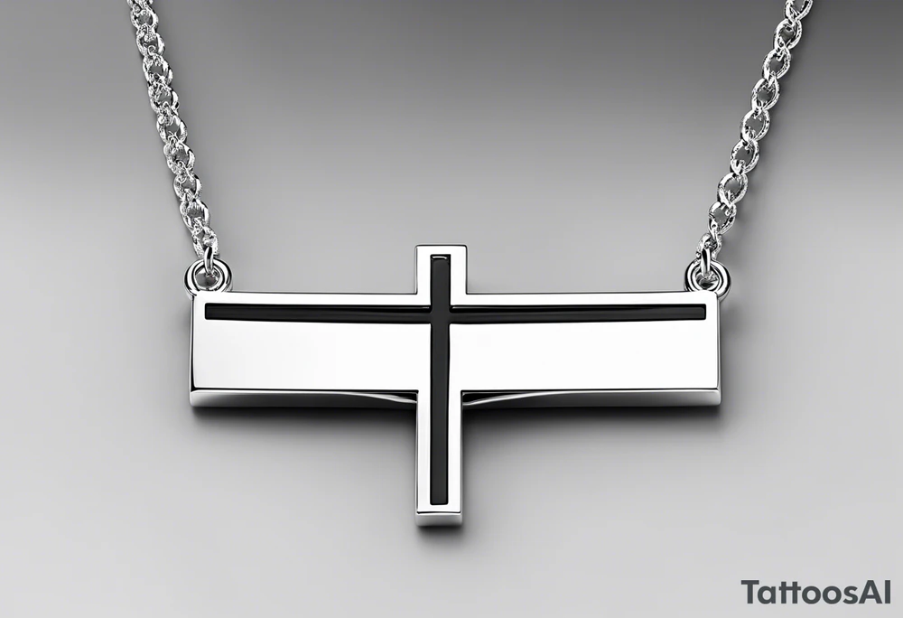 The central focus is a sleek, minimalist cross, symbolizing faith or personal beliefs. Wrapped around the cross is a delicate ribbon, elegantly inscribed with the words “Stay true to who you are.” The ribbon serves as a reminder of self-identity and staying authentic to oneself. Behind the cross, a vibrant gradient of warm colors resembling a sunset creates a striking backdrop, infusing the tattoo with a sense of tranquility and hope. tattoo idea