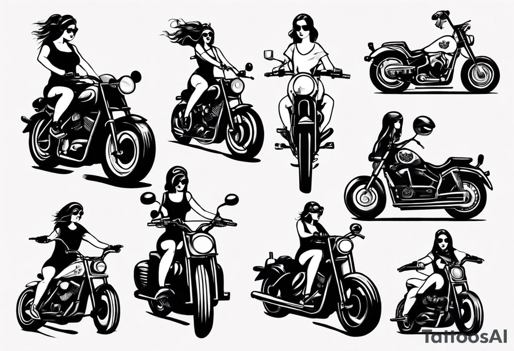Girl riding motorcycle tattoo idea
