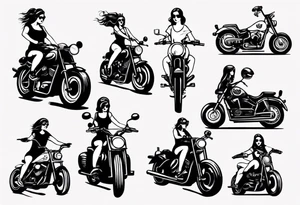 Girl riding motorcycle tattoo idea