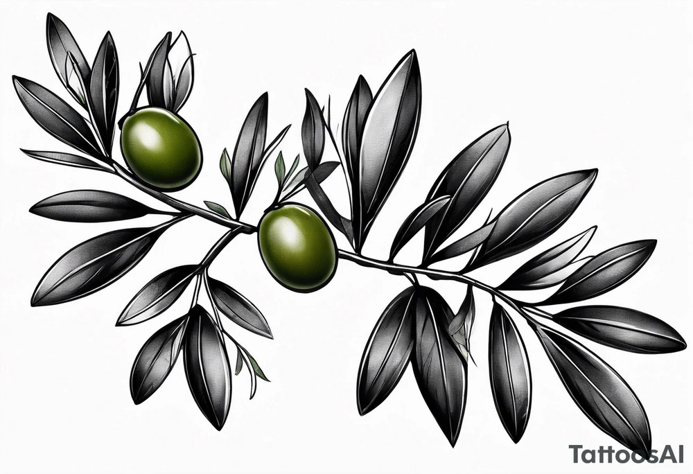 small thin olive branch bicep wraparound tattoo idea