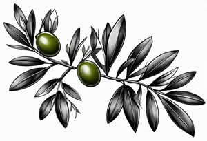 small thin olive branch bicep wraparound tattoo idea