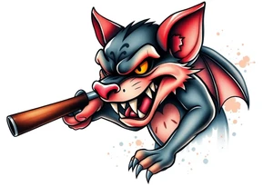 Wild looking looney toons Tasmanian devil with a shotgun tattoo idea