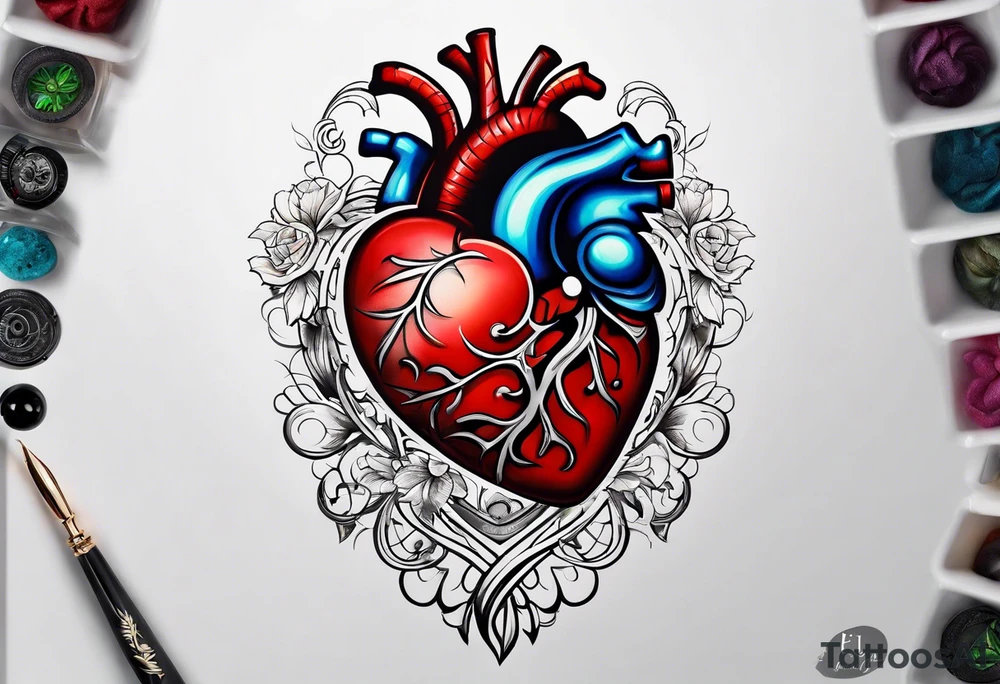 Heart and brain in a weight balance tattoo idea