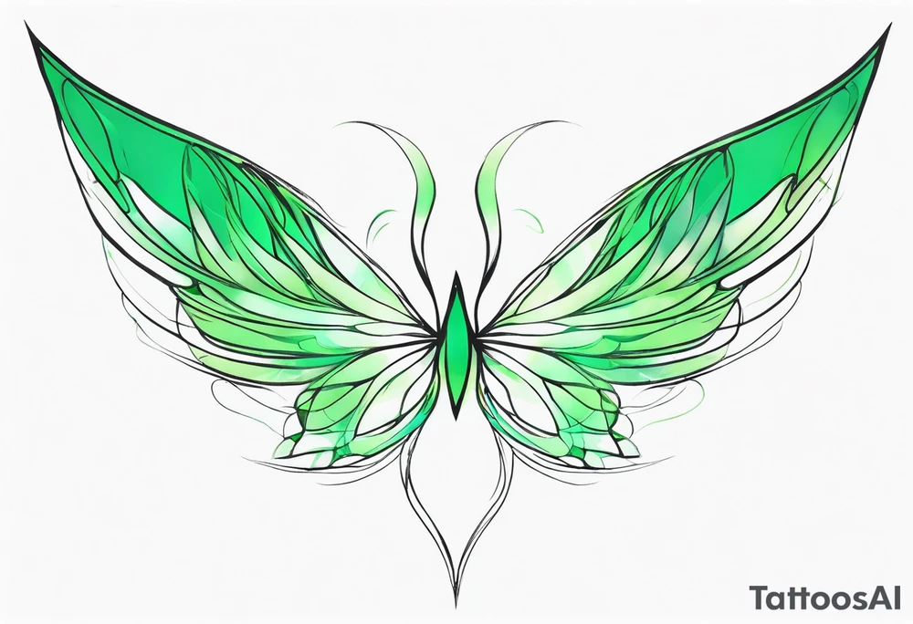 Green fairy wing tattoo idea