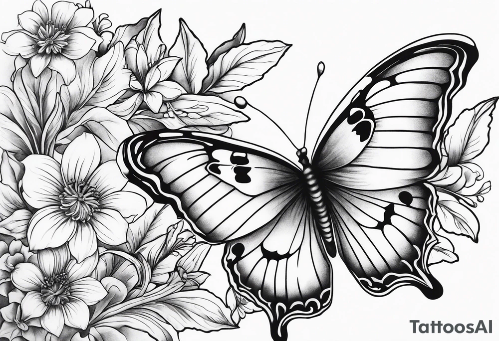 Butterflies with lilys, asters and morning glories tattoo idea