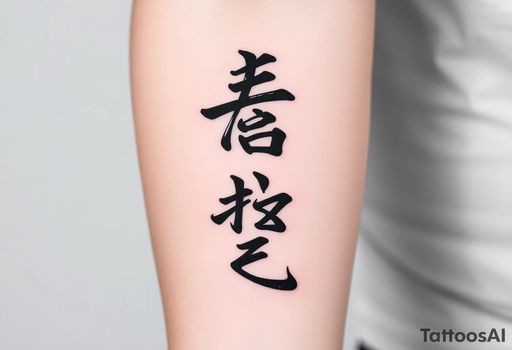 A black and gray tattoo design featuring the Japanese kanji 成長 (growth) and 忍耐 (perseverance), arranged vertically in bold brushstroke ink style. Surround the kanji with subtle martial arts symbolism, like a BJJ belt or grappling figures in motion. Incorporate inspirational energy similar to Kobe Bryant’s Mamba Mentality or Stephen Curry’s faith and discipline, reflected through minimalist elements like a subtle basketball silhouette or flame. The design should feel powerful, clean, and philosophical tattoo idea