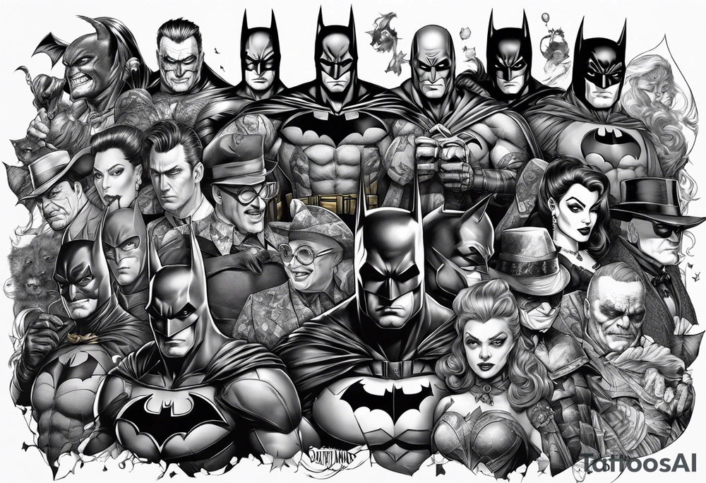 Batman villains collage for arm sleeve tattoo idea