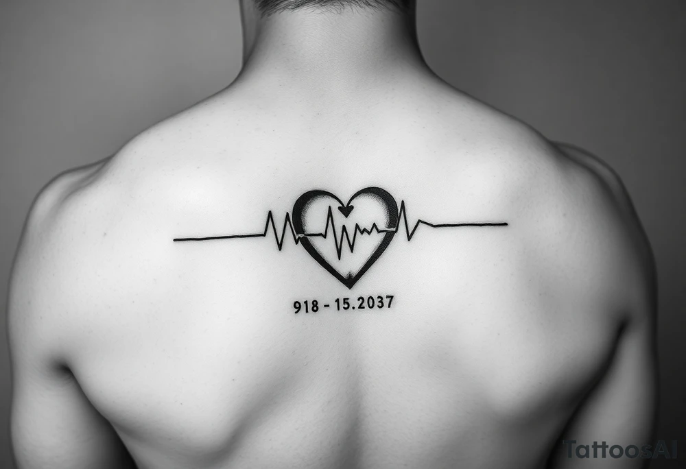 Small 
Heart beat with date of birth and date of death tattoo idea