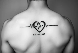 Small 
Heart beat with date of birth and date of death tattoo idea