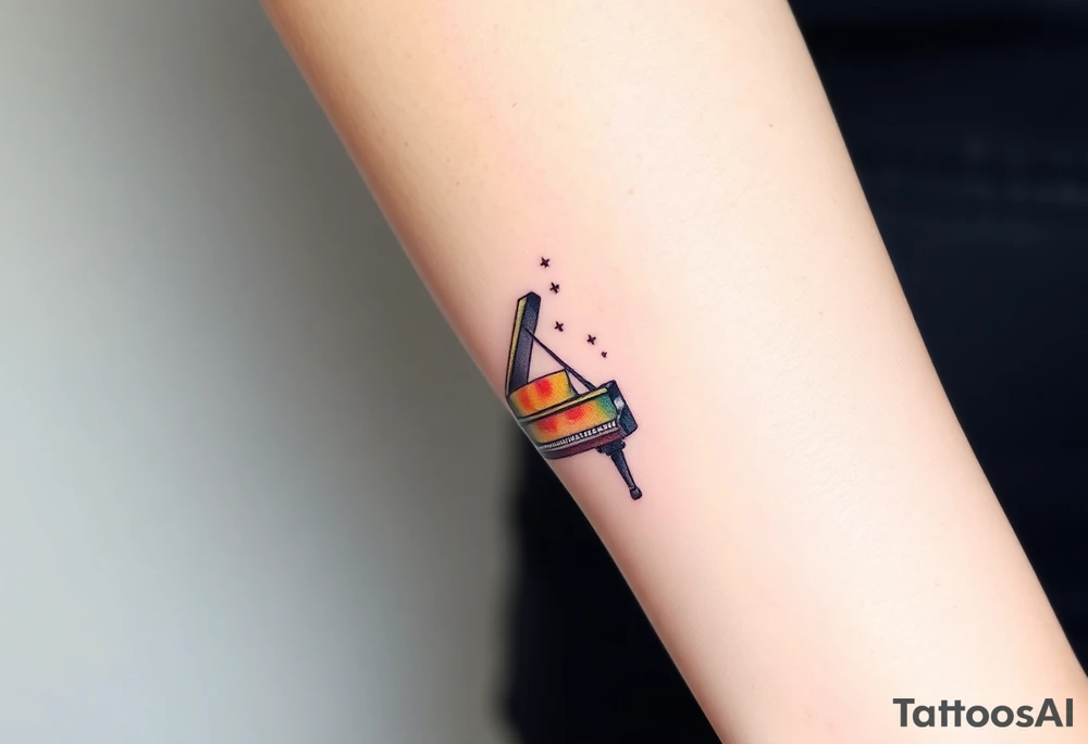 Grand piano under stars tattoo idea