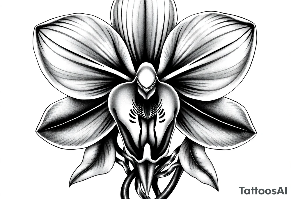 Orchid realistic with a mix with vagine tattoo idea
