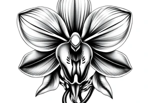 Orchid realistic with a mix with vagine tattoo idea