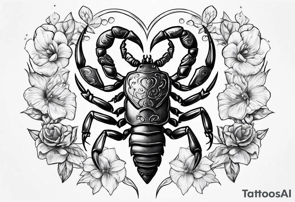 Scorpion with hearts tattoo idea